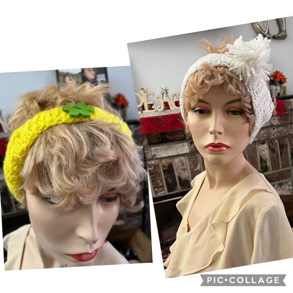 White and Yellow crochet turban . Bundles d Save